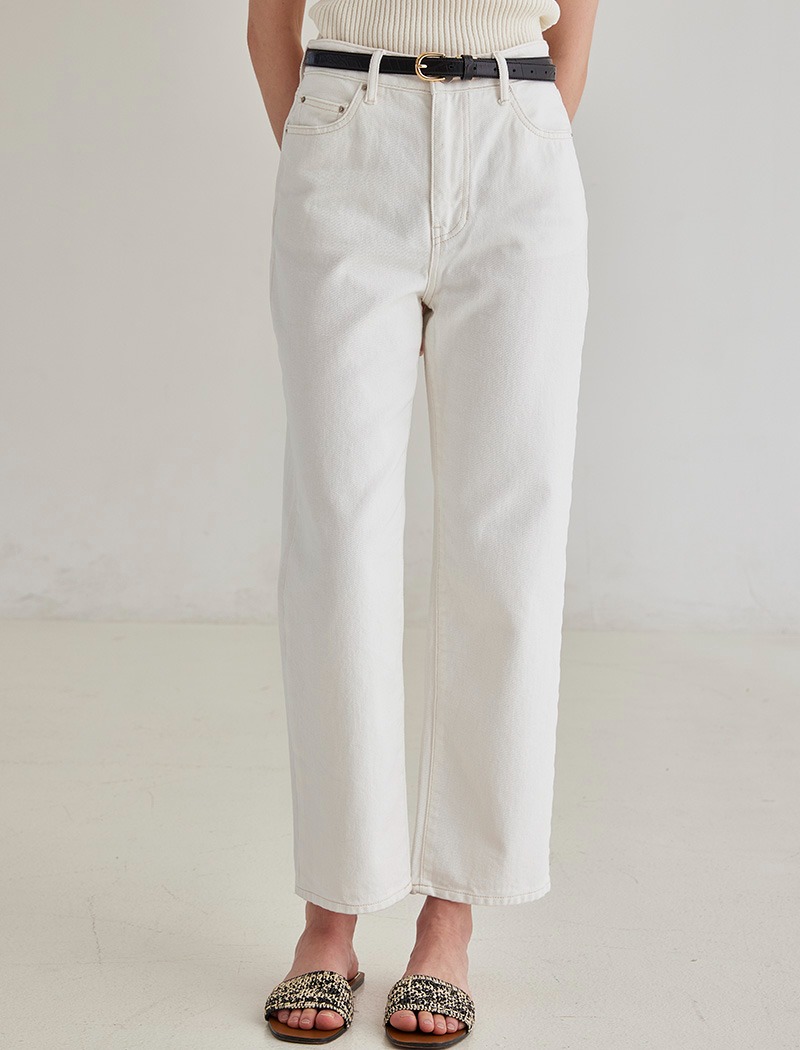 [Torisyang Made] Cropped white jeans